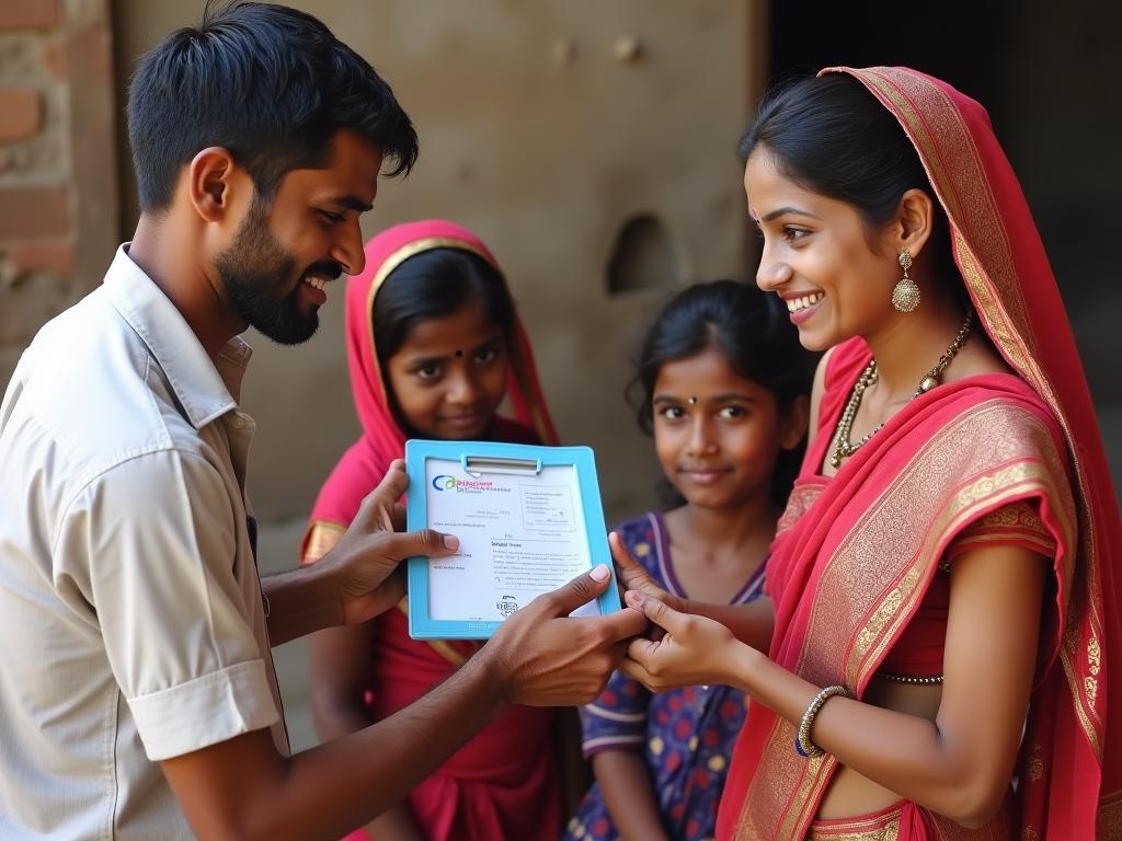 _A_poor_Indian_family_receiving_health_kits_from_a
