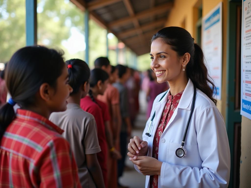 _A_rural_health_camp_in_an_Indian_village,_with_po