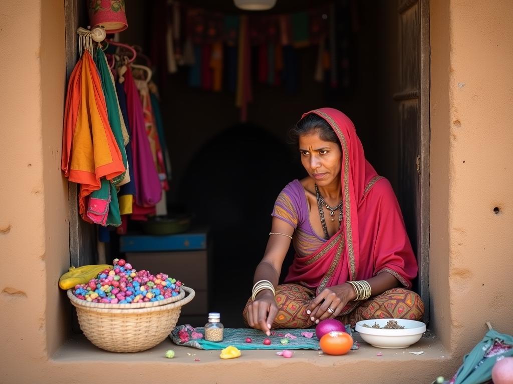 _Fair-skinned_poor_Indian_woman_running_a_small_ta